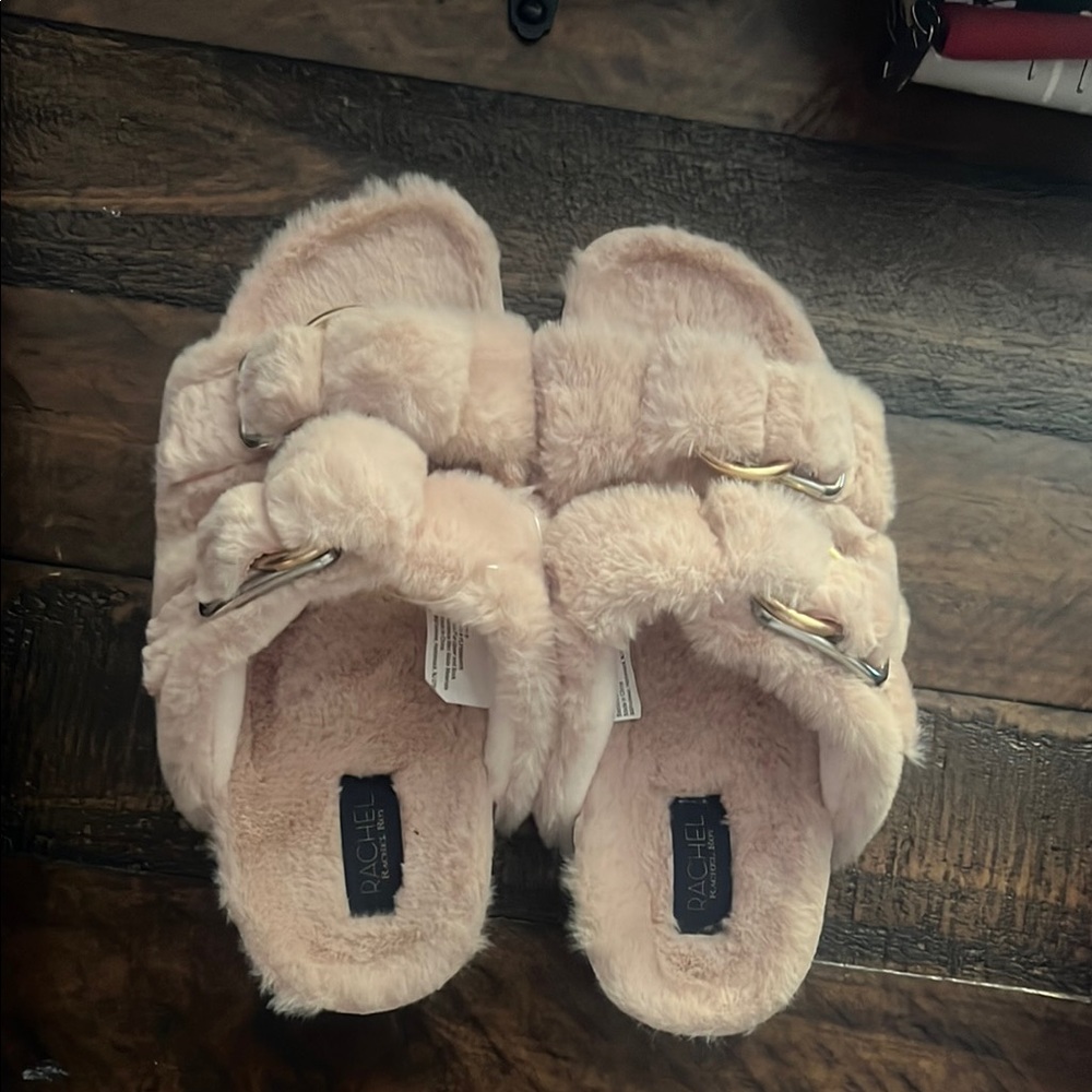 Rachel Slip-On Fuzzy Slide Sandals in Blush Pink